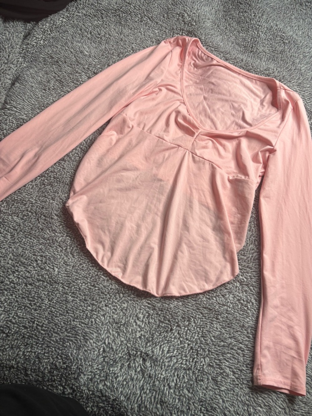 SHEIN Light Pink Long Sleeve Scoop Neck Top